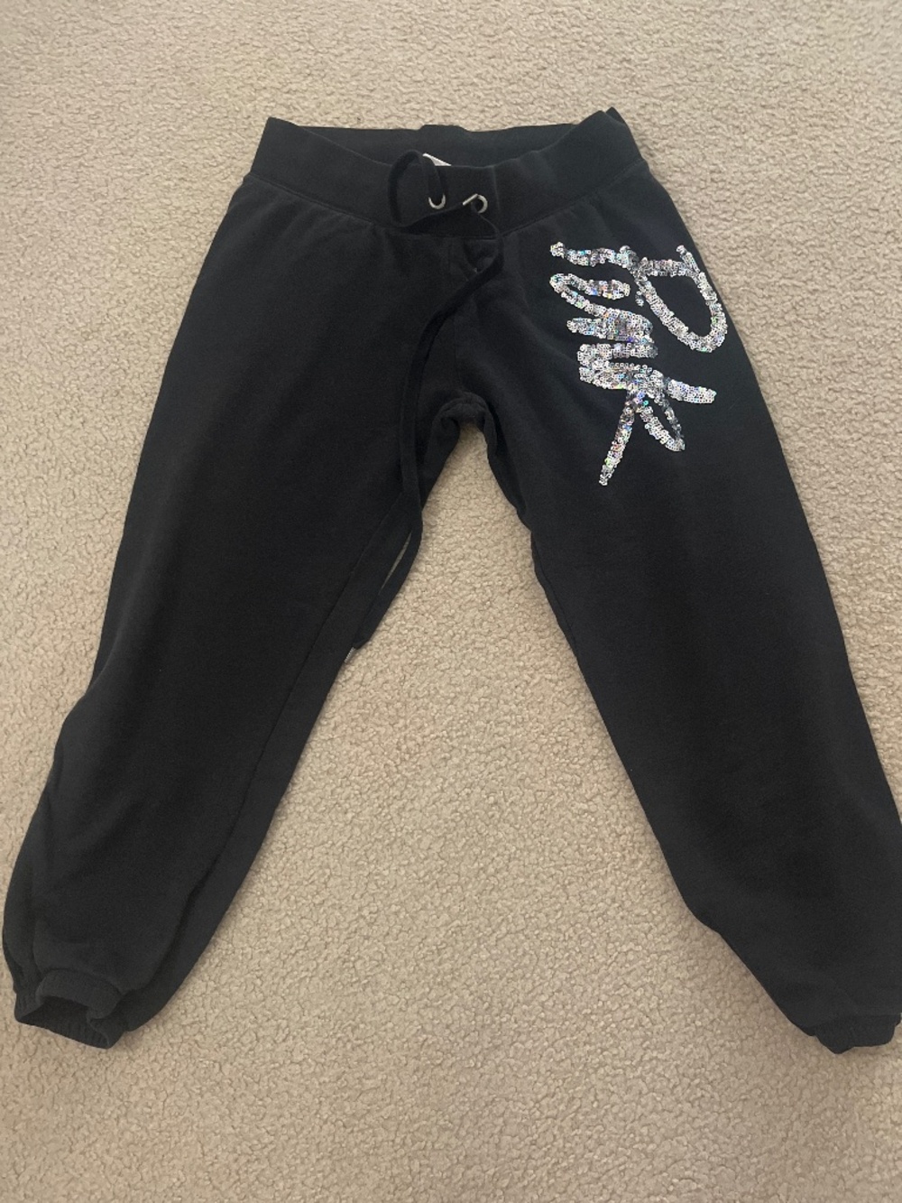 Pink Victoria Secret Black Sweatpants size Small